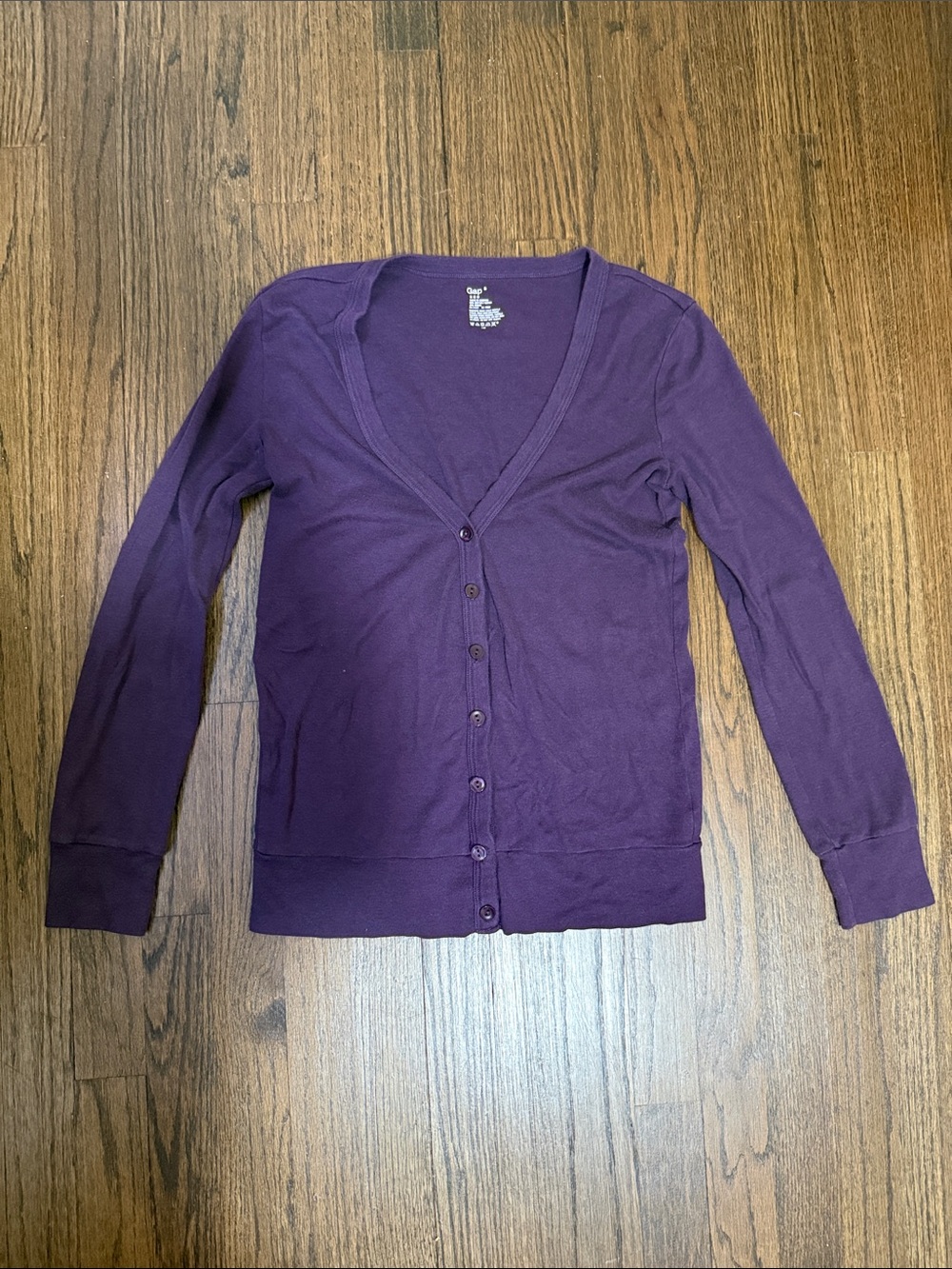 GAP Deep Purple V-Neck Button Cardigan